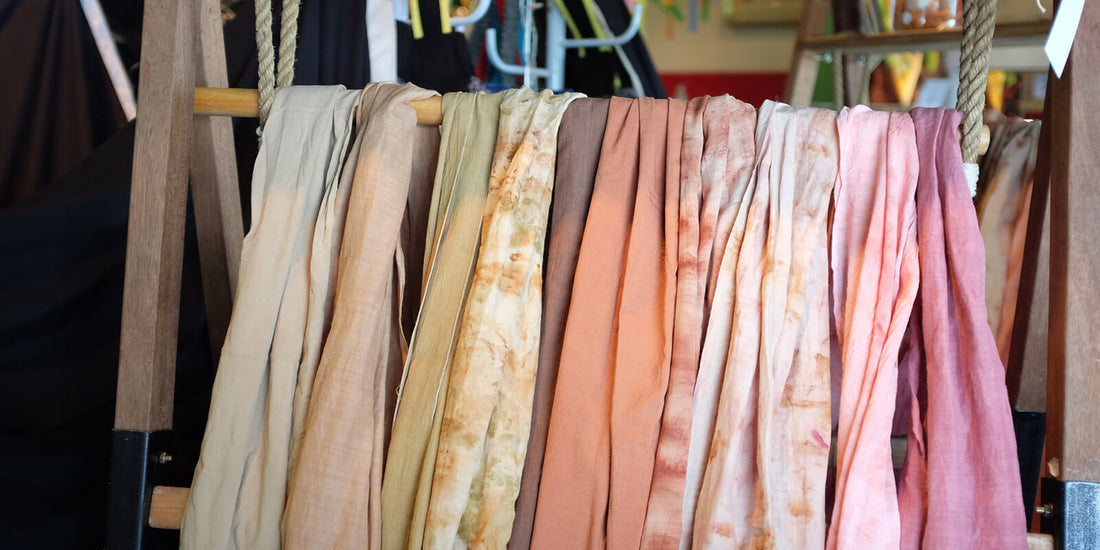 Lighter shades of ethnic variety of scarfs on display